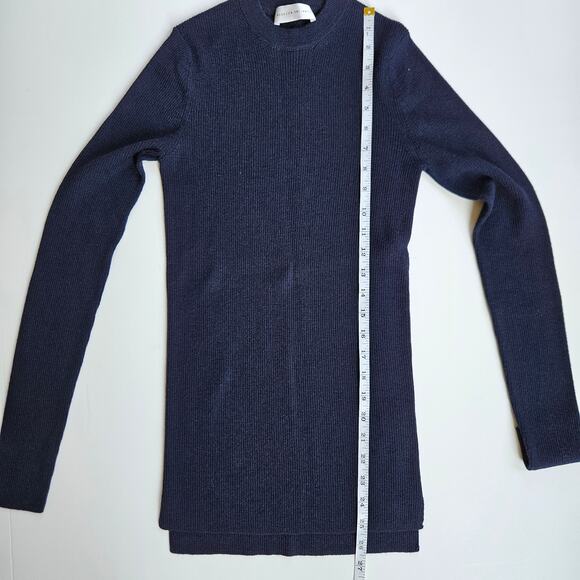 Rebecca Vallance Navy Merino Wool Silk Knit Sweater Size Small - Picture 9 of 10